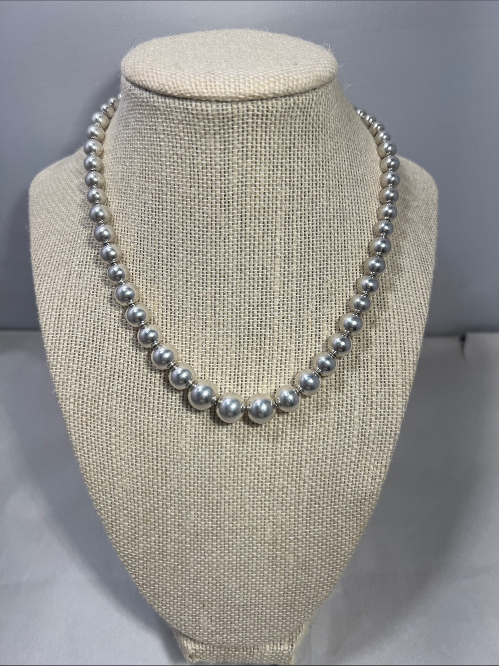Tiffany & Co. Sterling Graduated Bead Necklace - Silver 925 SS Authentic